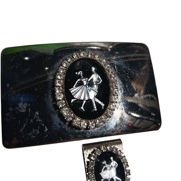 Vintage SQUARE DANCE WESTERN COWBOY BUCKLE &amp; HANKY SASH CLIP FITS 1.5" - Picture 5 of 9